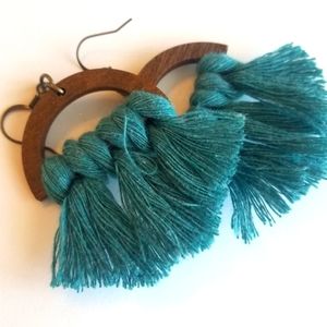 Gorgeous, Handmade Wooden and Woven Macrame Earrings